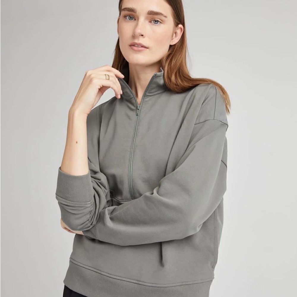 Richer Poorer Stretch Half Zip Pullover green NWT flattering comfy Madewell